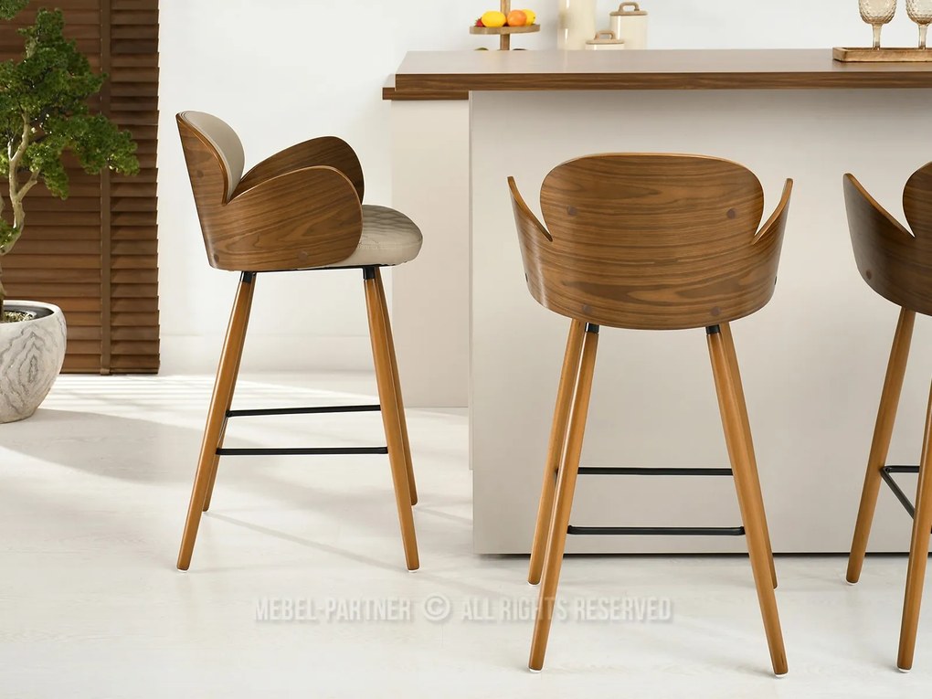 Scaun Aimee H (bej închis + nuc). Promo -16%. 1110637