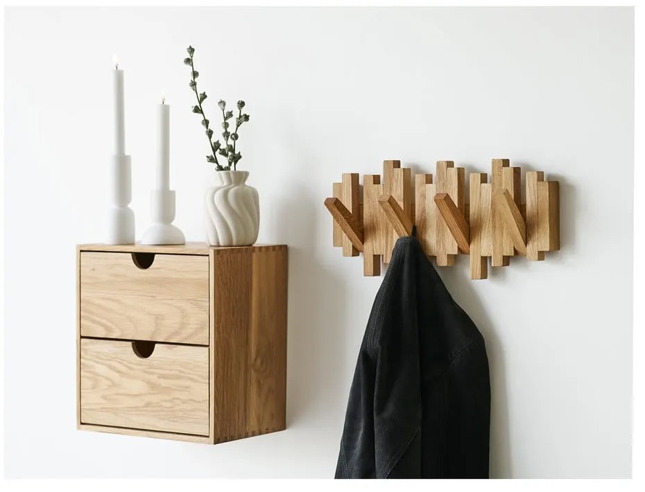 Cuier de perete în culoare naturală din lemn de stejar 3 cm Caltra – House Nordic