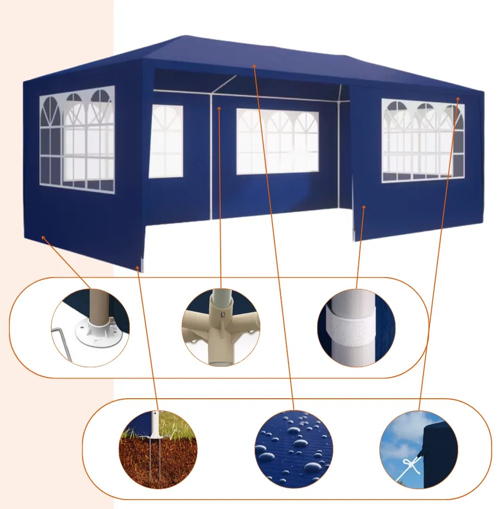 Cort de petrecere NEAPOL, 3x6m, albastru Jurhan