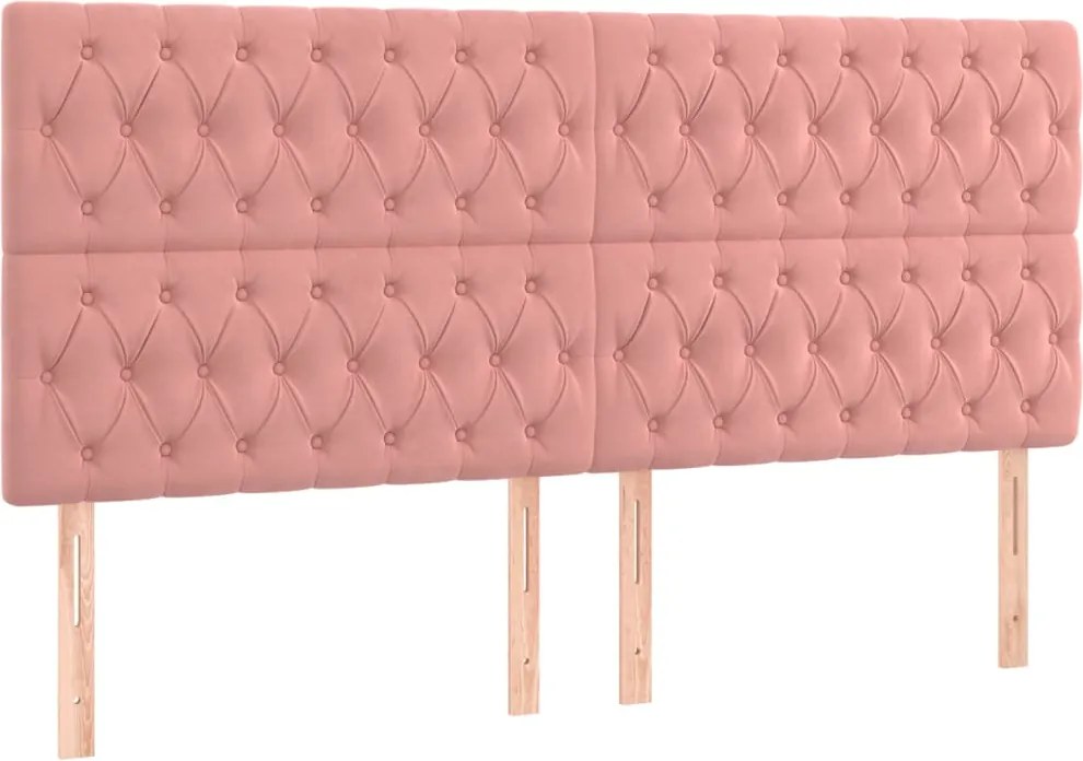 vidaXL Tăblie de pat roz 180x7x118/128 cm catifea