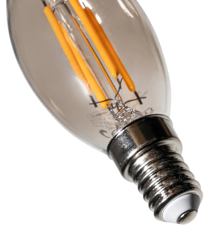 Set van 5 E14 dimbare LED lampen BXS35 smoke 4W 300 lm 2200K