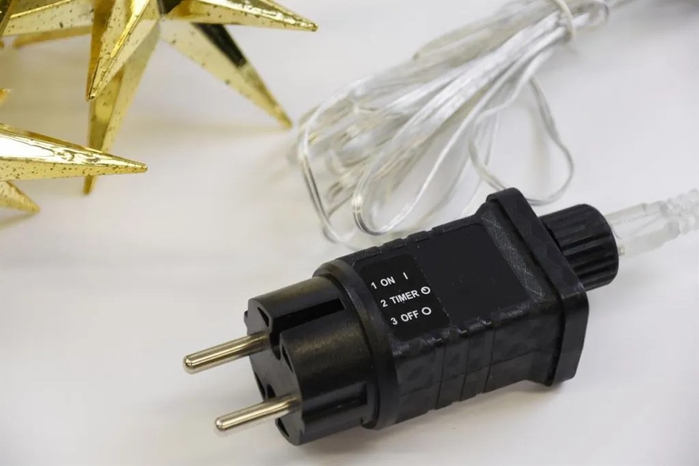 Lanț luminos cu LED-uri, 10 LED-uri, stele, 12 cm, alb cald