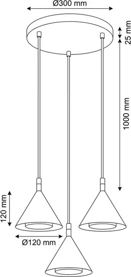 Brilagi - Lampă suspendată pe cablu CONE TRIPLE ROUND 3xGX53/15W/230V negru