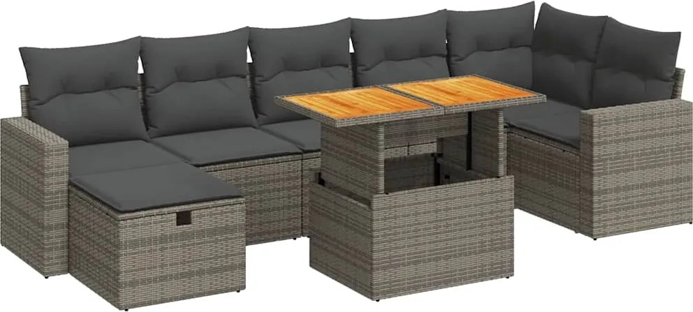 vidaXL Set canapea de grădină cu perne, 5 piese, poliratan/lemn acacia