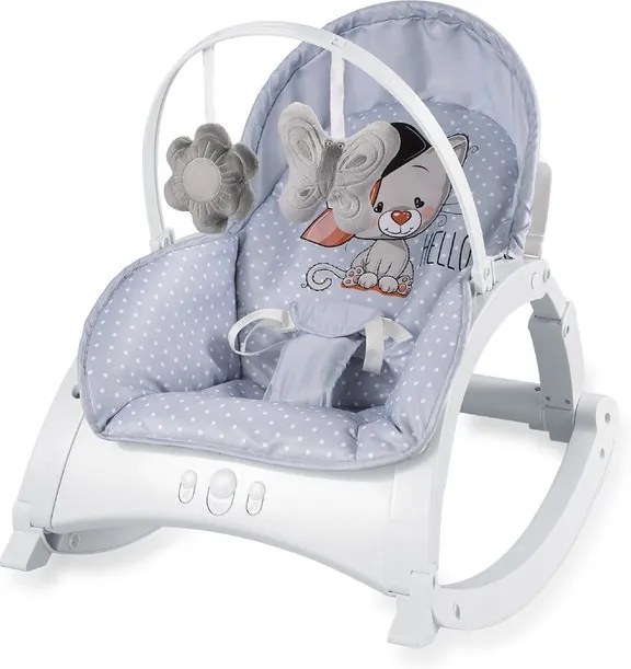 Lorelli - Fotoliu balansoar Alex, cu masuta, vibratii si muzica , Grey Cool Cat