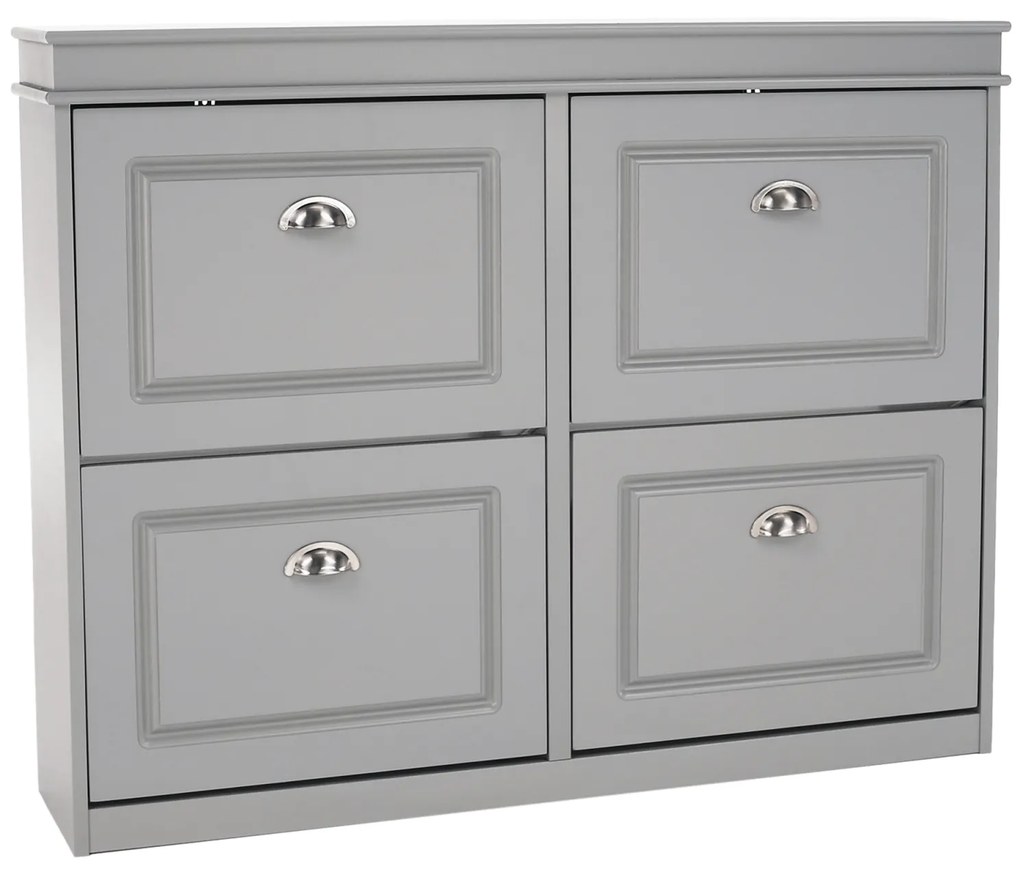 Pantofar, 4 compartimente duble, gri, mdf