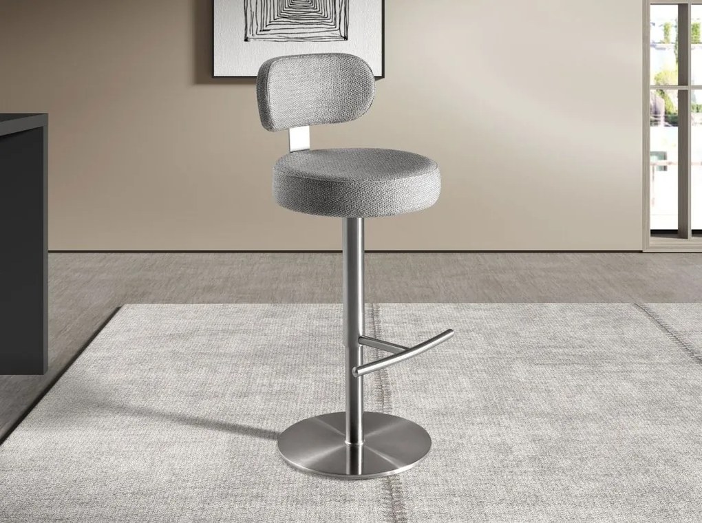 Scaun de bar pivotant cu inaltime reglabila Stool gri deschis
