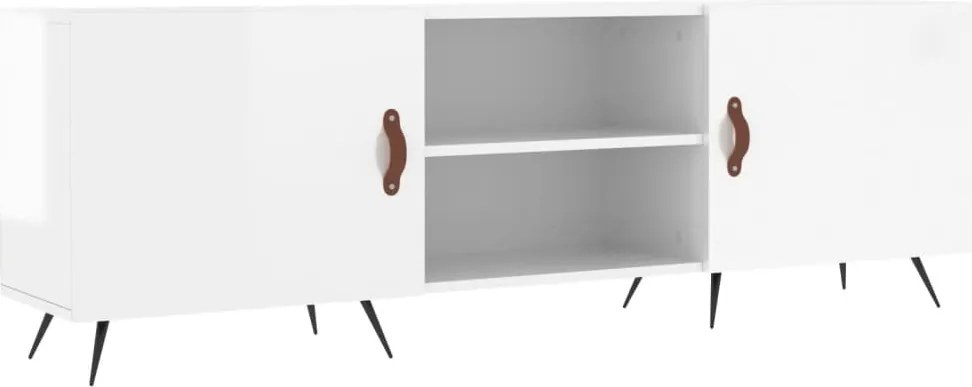 vidaXL Comodă TV, alb extralucios, 150x30x50 cm, lemn compozit