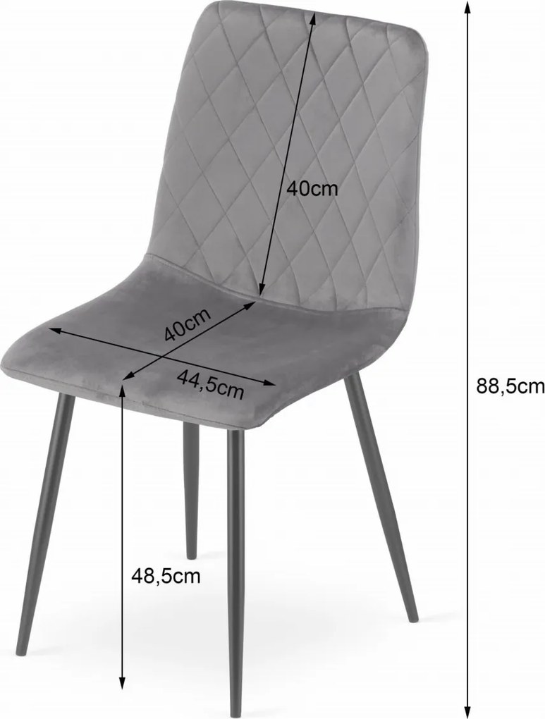 Scaun din catifea gri TURIN cu picioare negre