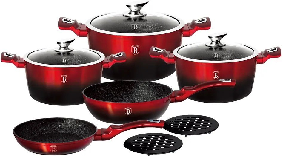 Set oale marmorate 10 piese Black Burgundy Line Berlinger Haus BH 1631N