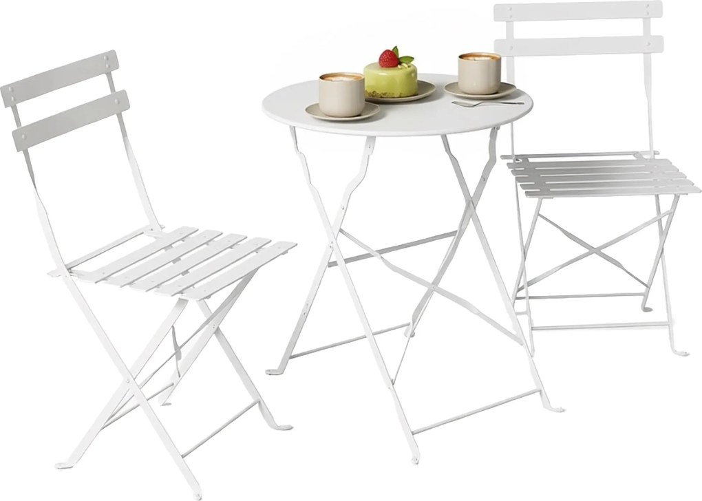 Outsunny Set Bistro Pliabil pentru Exterior cu Masă și 2 Scaune, Alb | Aosom Romania