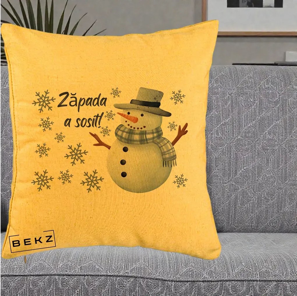 Perna Decorativa Zapada a Sosit Om de Zapada, 40x40 cm, Galben, Husa Detasabila, Perna Inclusa, BEKZ®