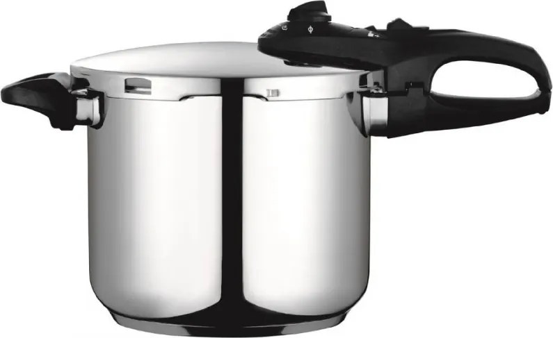Oală sub presiune Fagor Duo 8L, 22 cm, 60/100 kPa, marcaj interior, fund IMPAKSTEEL, 5 sisteme de protecție, compatibilă cu plitele cu inducție, argintie