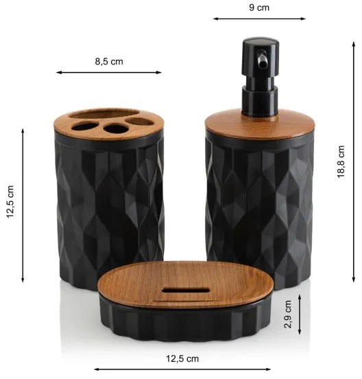 Set de baie REINA 5 buc. negru/maro