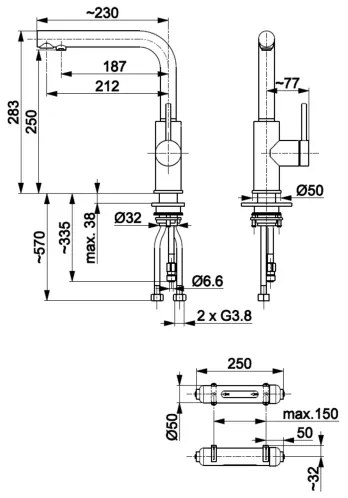 Baterie pentru apă filtrată KFA Armatura 6623-912-22 DUERO PURE oțel inoxidabil + filtru