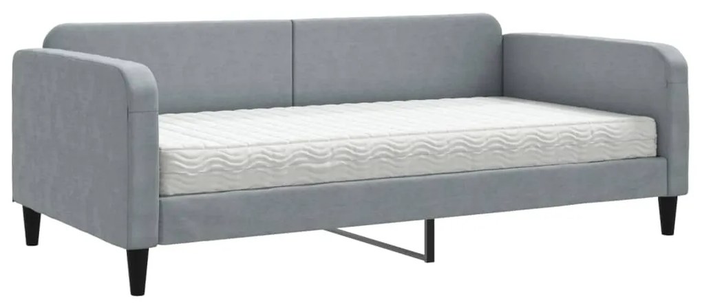 3196803 vidaXL Pat de zi cu saltea, gri deschis, 100x200 cm, textil