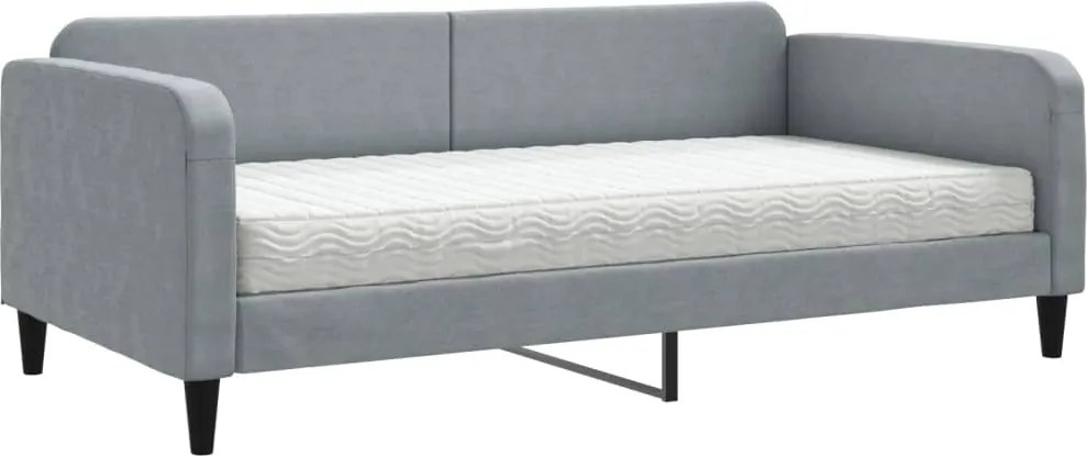vidaXL Pat de zi cu saltea, gri deschis, 100x200 cm, textil