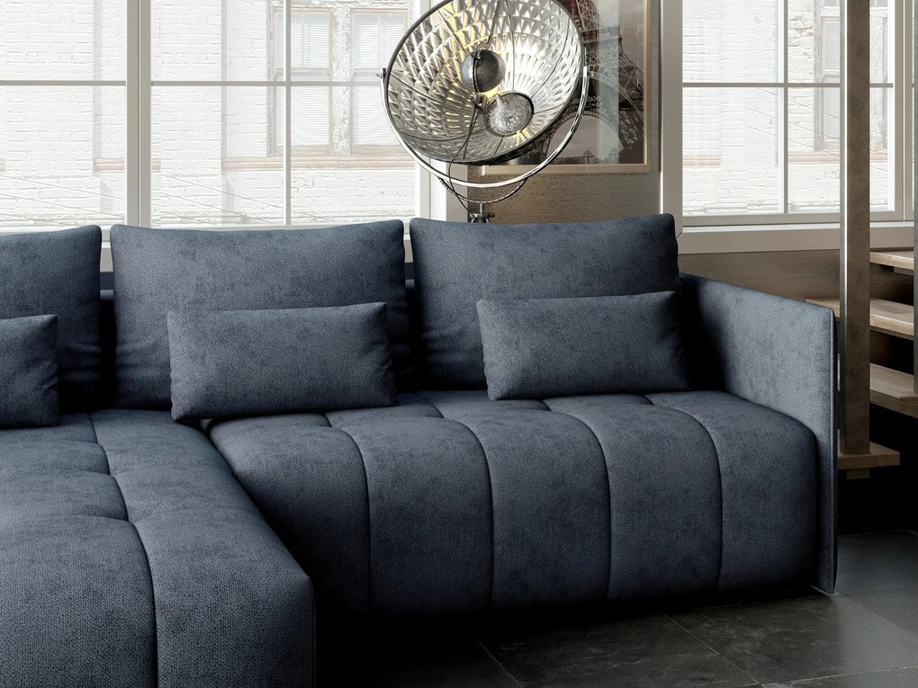 Colțar extensibil dumonde cu ladă de depozitare si sezut confortabil din spuma high-density, Malta Enjoy Antracit 235x185 cm