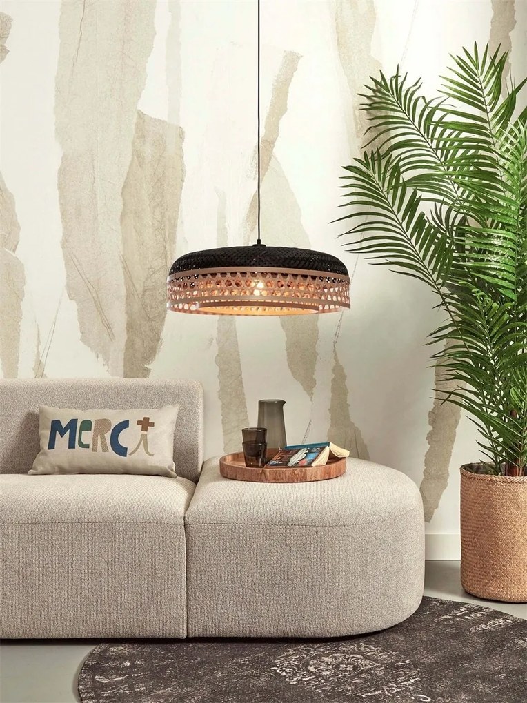 Lustra/Pendul eco din bambus Ubud double shade, bl/nat
