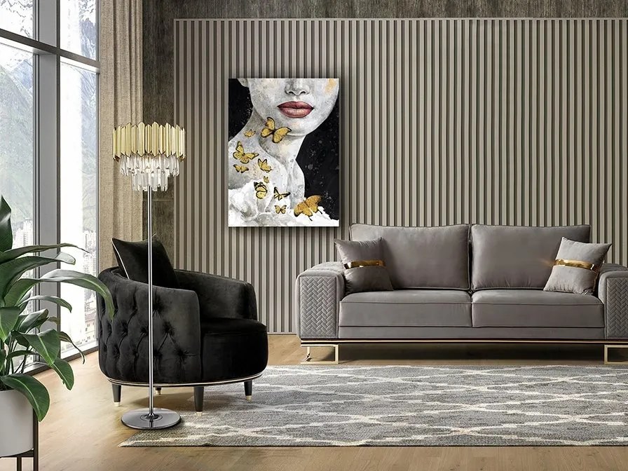Lampadar/Lampa de podea design elegant Tiara crom/auriu