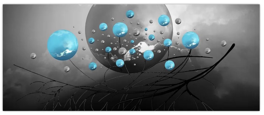 Tabloul - bile abstracte albastru deschis (120x50 cm)