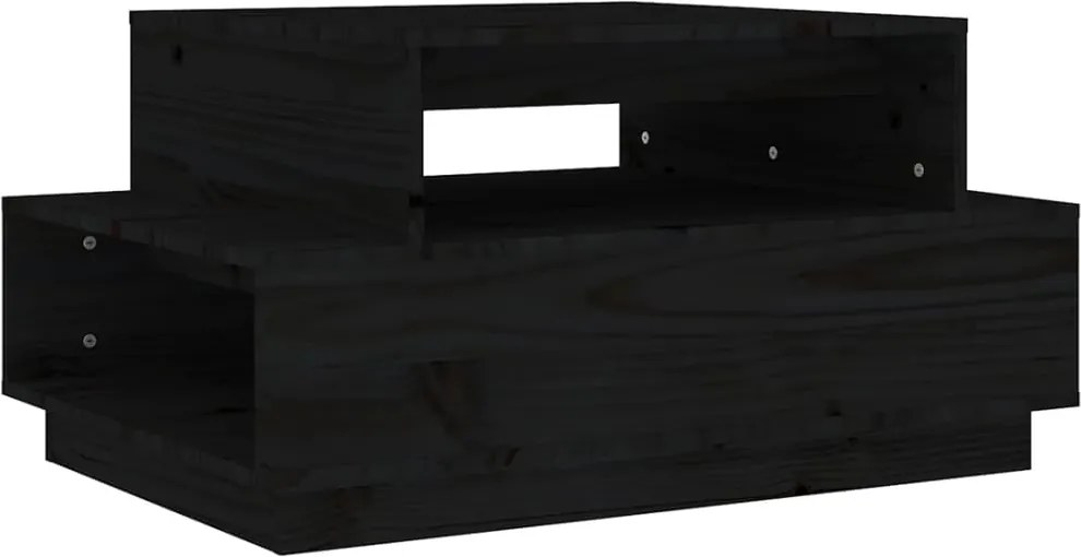 vidaXL Măsuță de cafea, negru, 80x55x40,5 cm, lemn masiv de pin