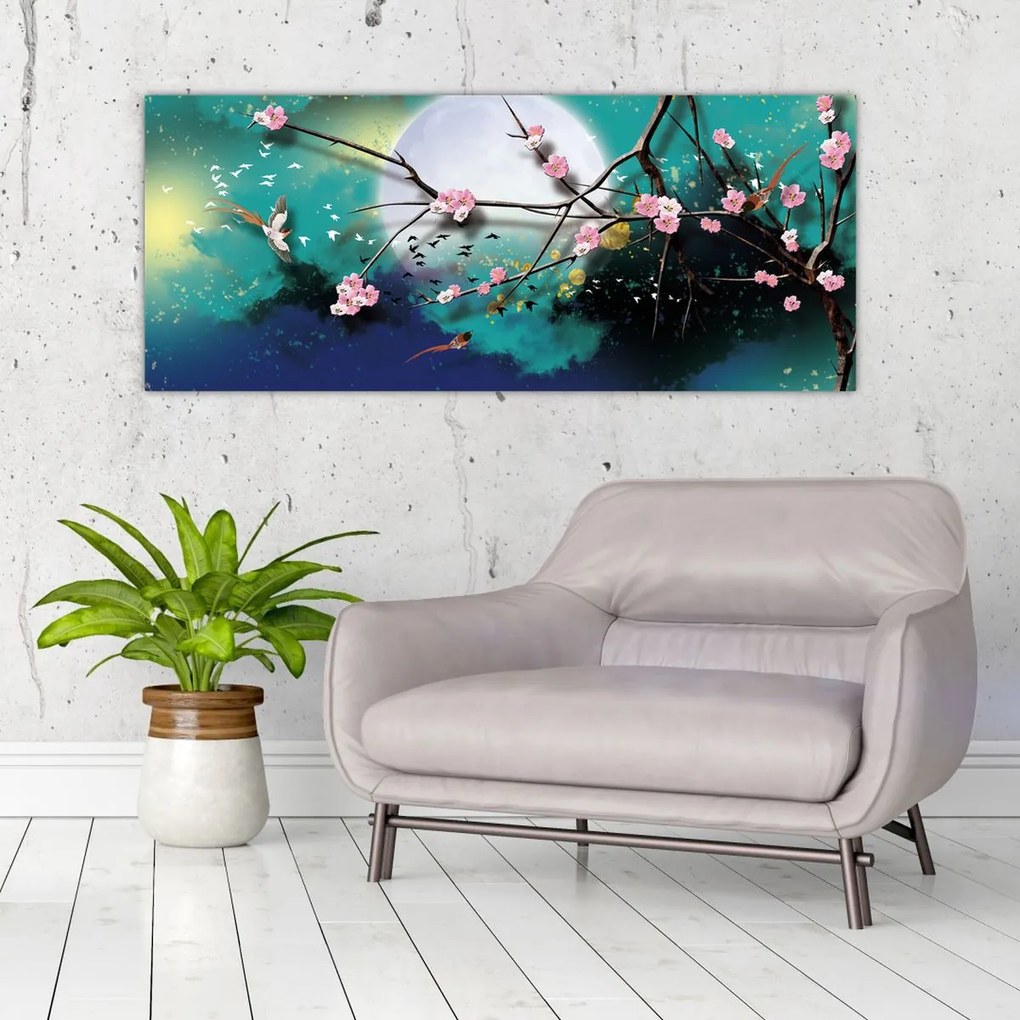 Tablou - Copac,grafic (120x50 cm)