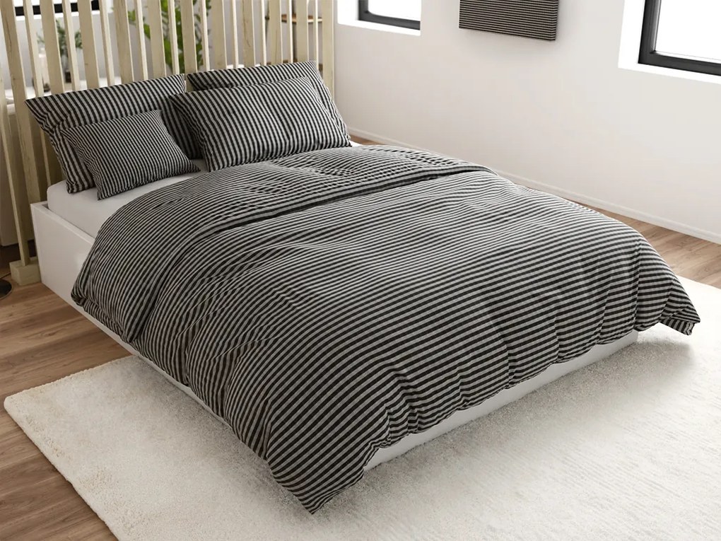 Lenjerie de pat creponata ARLENA neagra Dimensiune lenjerie de pat: 70 x 90 cm | 140 x 200 cm