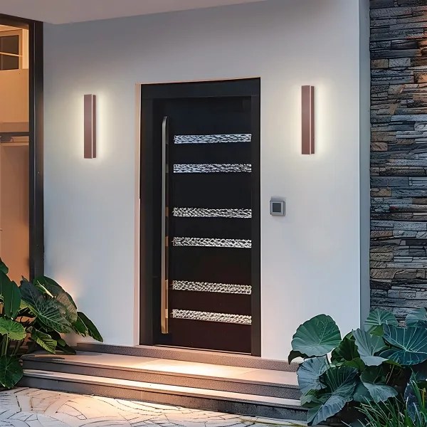 Brilagi - Aplică LED de perete pentru exterior LINEAR, 8W, 230V, 3000K, IP65, 30 cm, maro, CRI 90