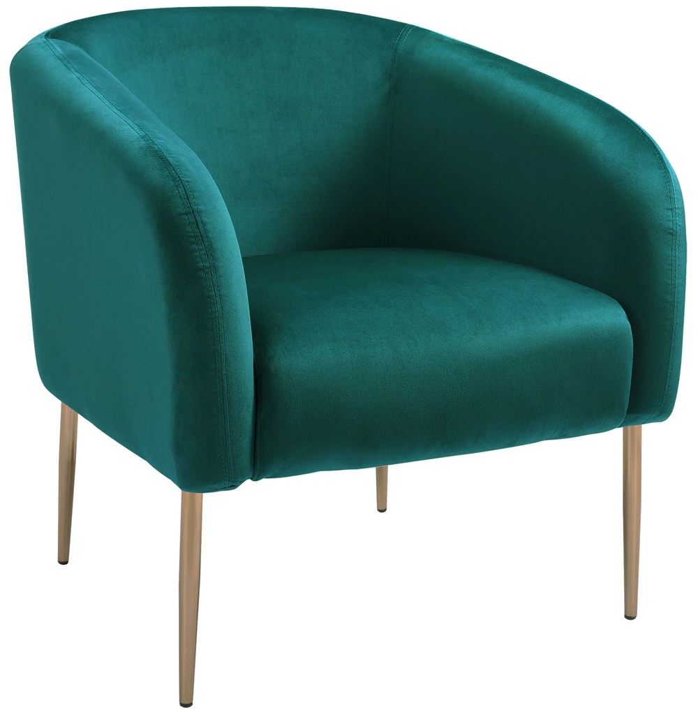 HOMCOM Fotoliu Cocktail din Catifea, Mobilier Modern Casa si Birou Verde