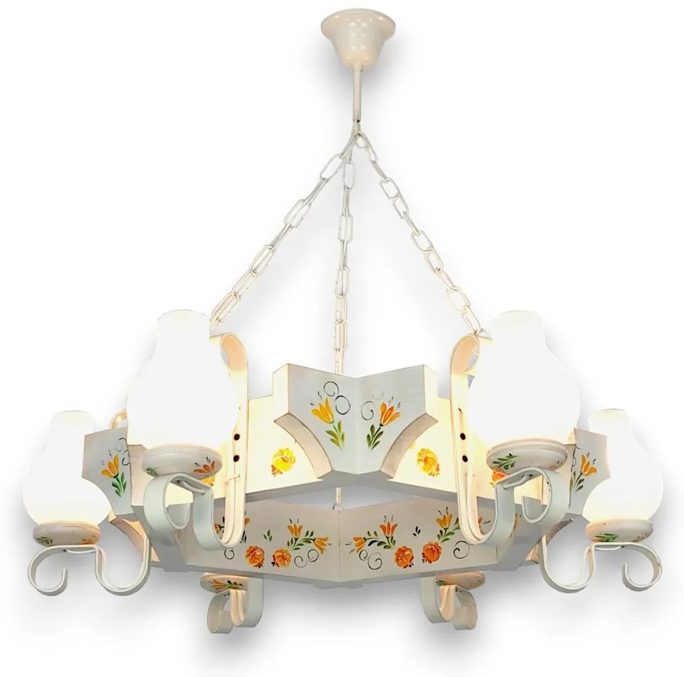 Candelabru fabricat manual din lemn pictat Queen 6L