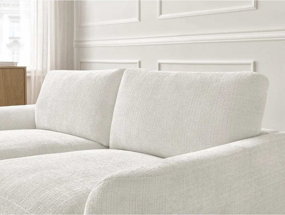 Colțar alb cu tapițerie din chenille (cu colț pe partea stângă/cu șezlong) Leonore – Bobochic Paris