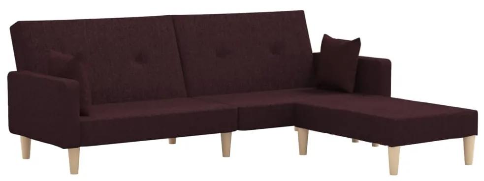 Canapea extensibila cu 2 locuri, cu taburet, violet, textil Violet, Cu suport de picioare