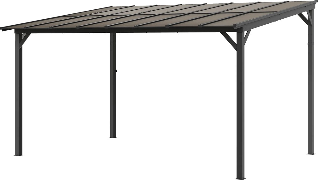 Outsunny Copertină pentru terasă aprox. 3 x 4,3 m copertină de terasă independentă cu acoperiș din policarbonat înclinat pentru montare pe perete Gri închis | Aosom Romania