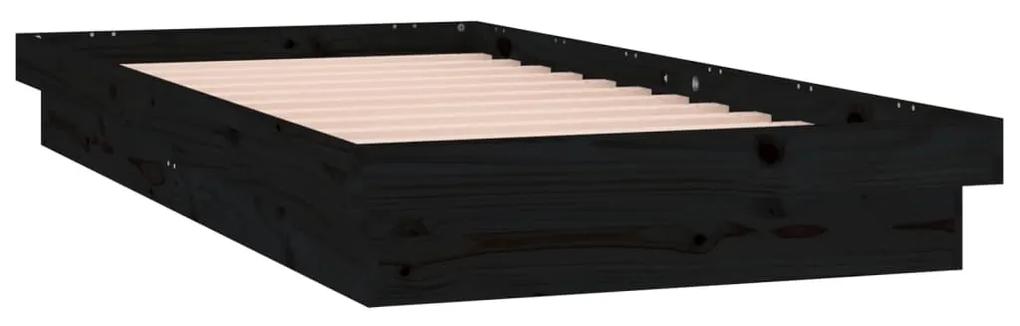 Cadru de pat Single 3FT cu LED, negru, 90x190 cm, lemn masiv Negru, 90 x 190 cm