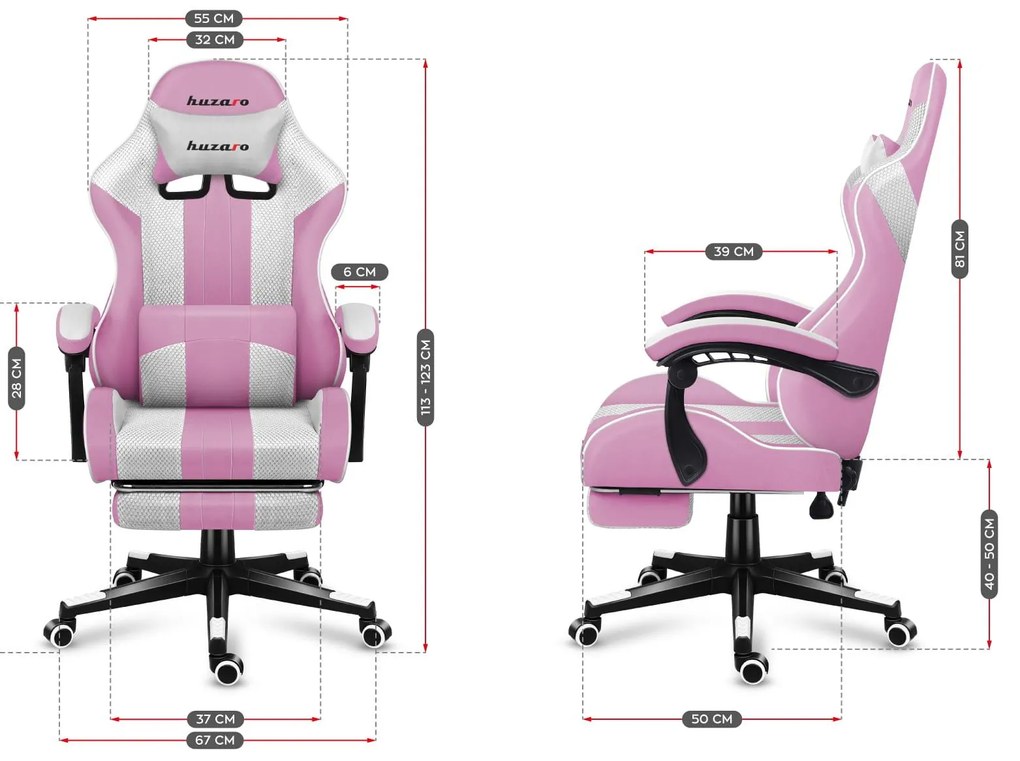 Fotoliu gaming Fusion 4.7 (alb + roz). 1087478