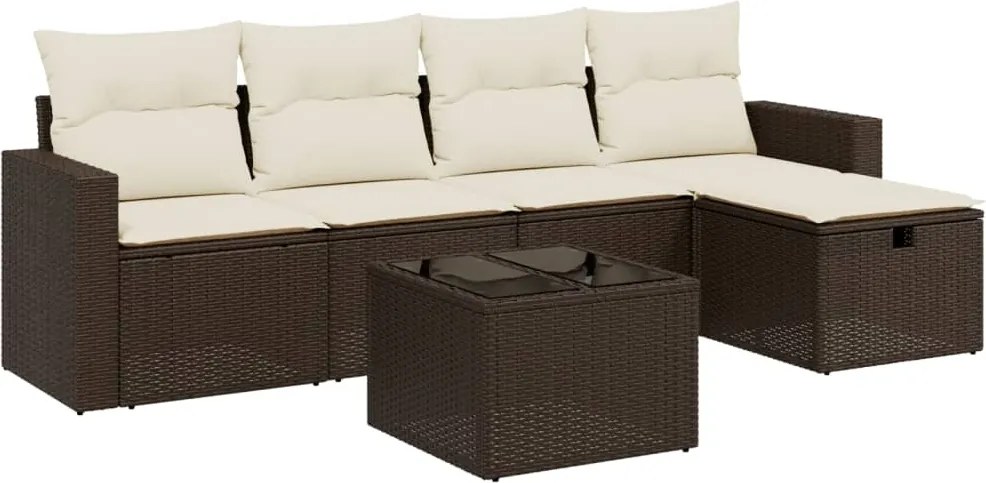 vidaXL Set canapele de grădină cu perne, 6 piese, maro, poliratan