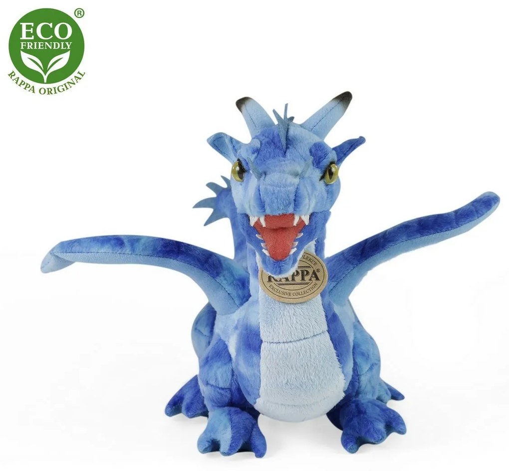 Jucărie pluș Rappa dragon albastru, 40 cm  ECO-FRIENDLY