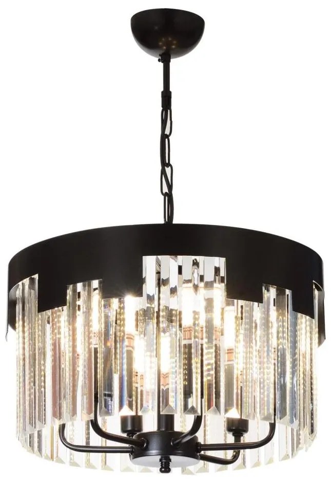 Candelabru cu lanț CRYSTALLINE 6xE27/40W/230V negru