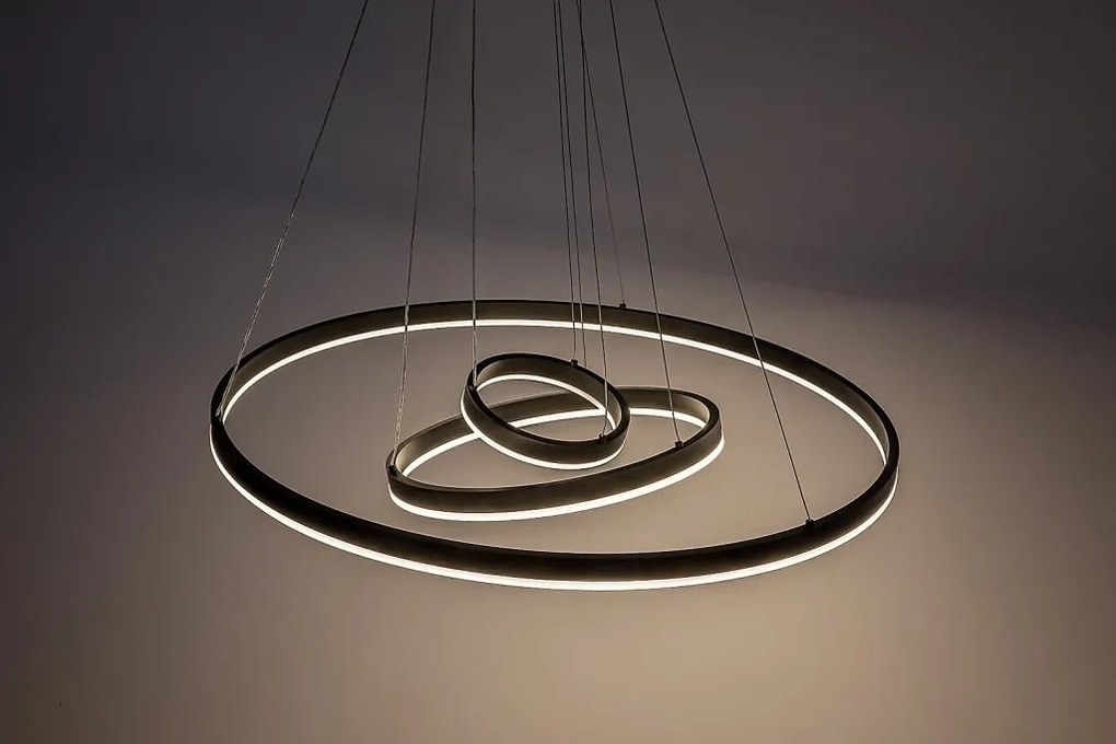 Lustra LED cu telecomanda cu 3 inele metal negru Isaure