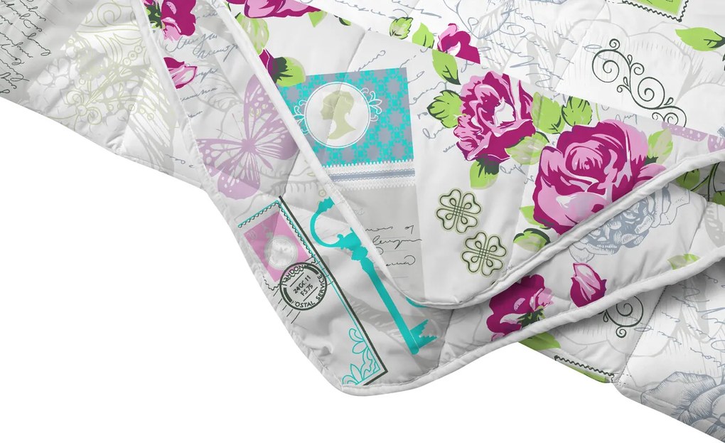 Set Alcam, Rose, 2 perne microfibra 50x70 cm si pilota matlasata 180x200 cm