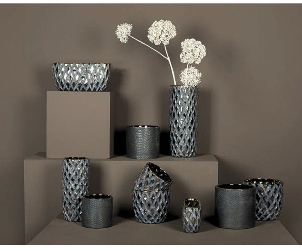 Ghiveci de flori din ceramica auriu JUNEY - mai multe dimensiuni Marime: M