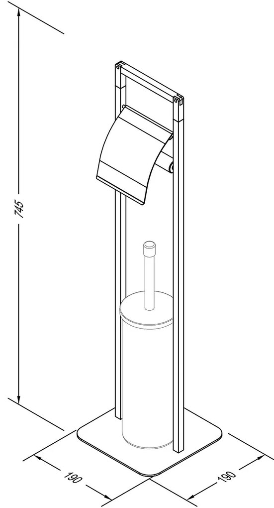 Suport pentru hârtie igienică cu perie Spirella Chic 75 x 19 x 19 cm, negru