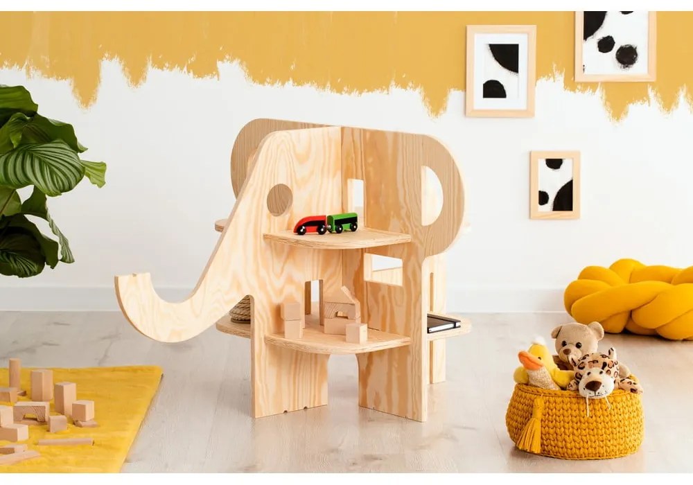 Bibliotecă pentru copii în decor de pin în culoare naturală 90x60 cm Elephant - Adeko