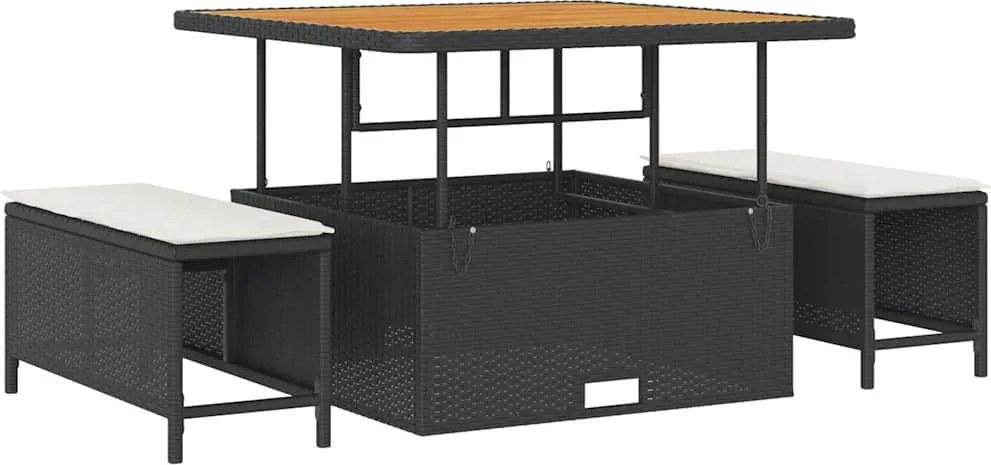 vidaXL Set de masă pentru grădină Negru poliratan