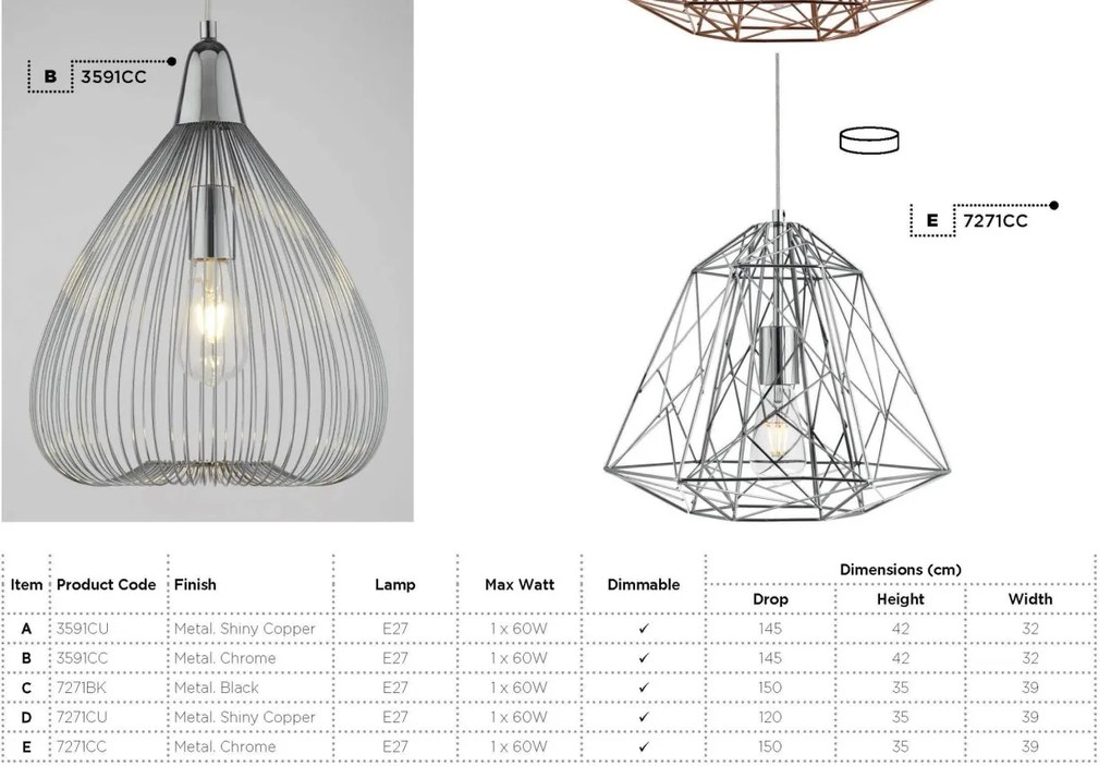 Lustra / Pendul design modern minimalist Geometric cupru 7271CU SRT