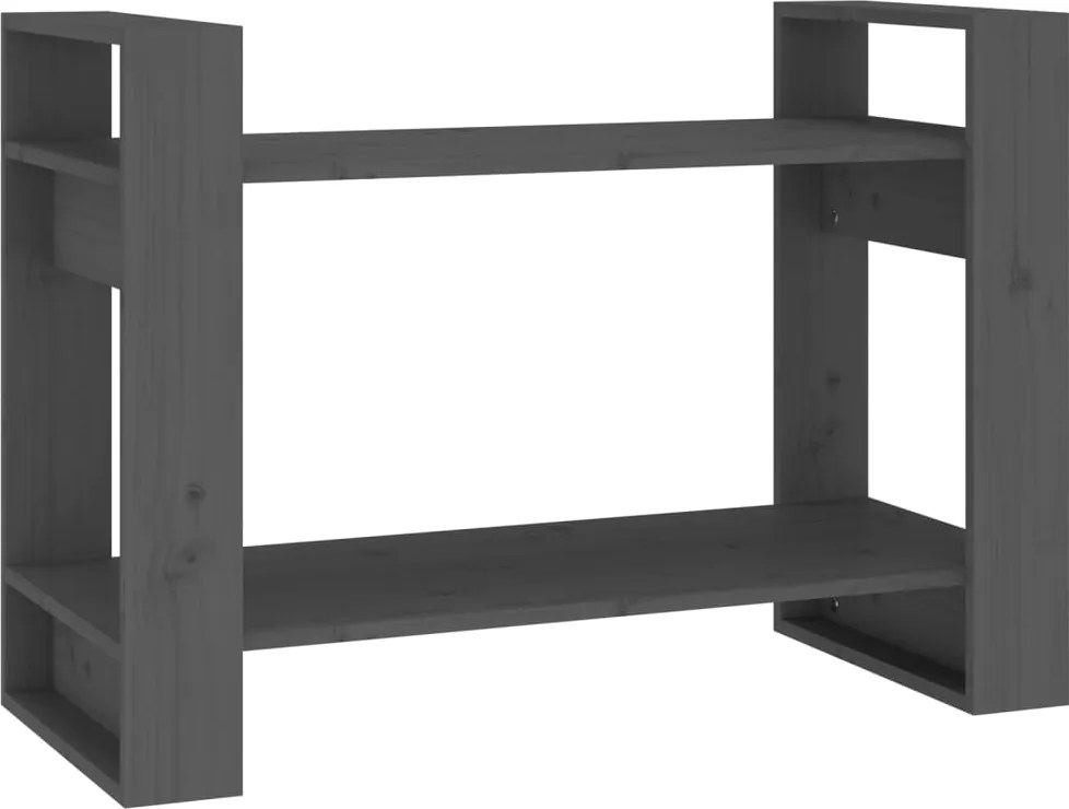 vidaXL Bibliotecă/Separator cameră, gri, 80x35x56,5 cm, lemn masiv pin