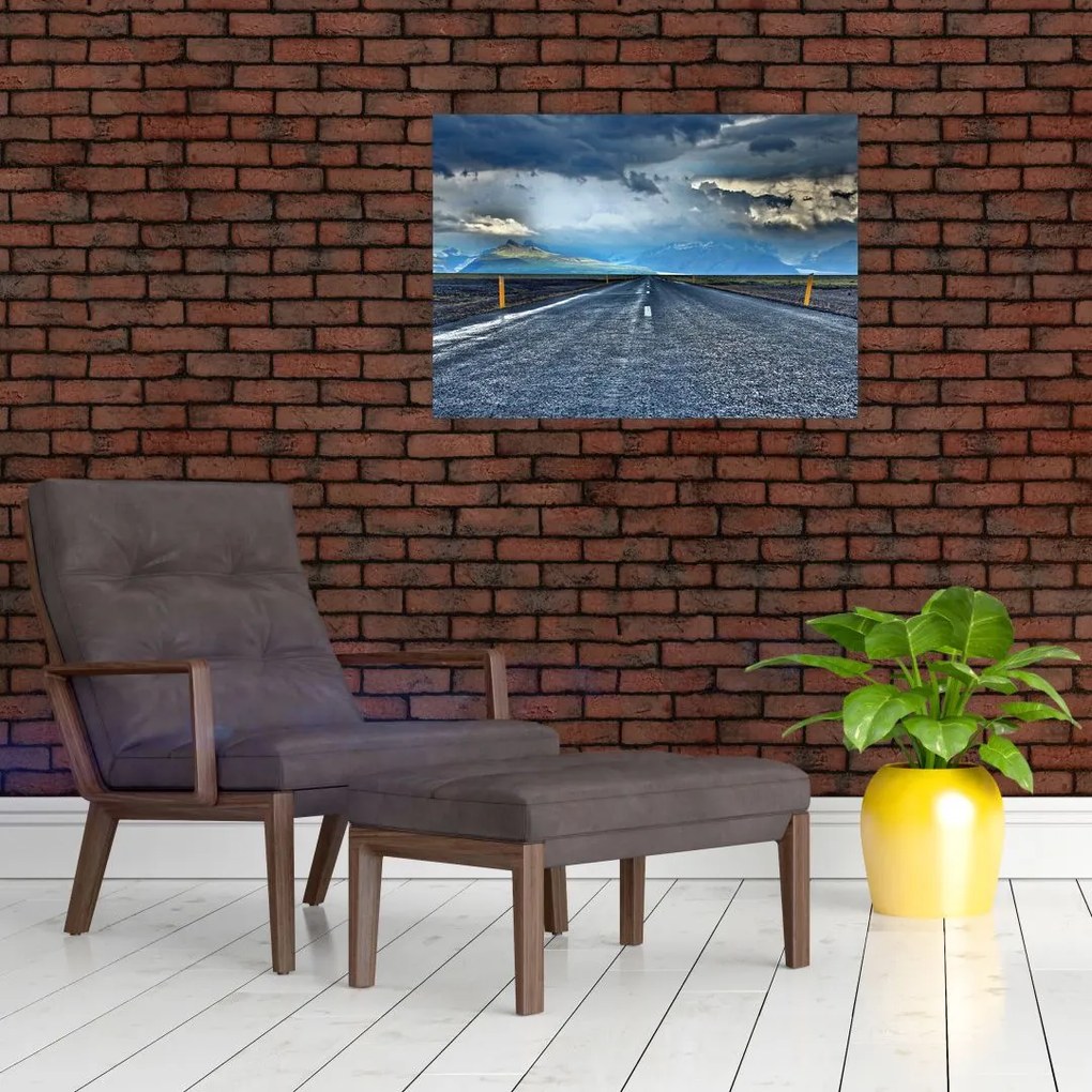 Tablou pe sticlă cu drum în furtună (70x50 cm)