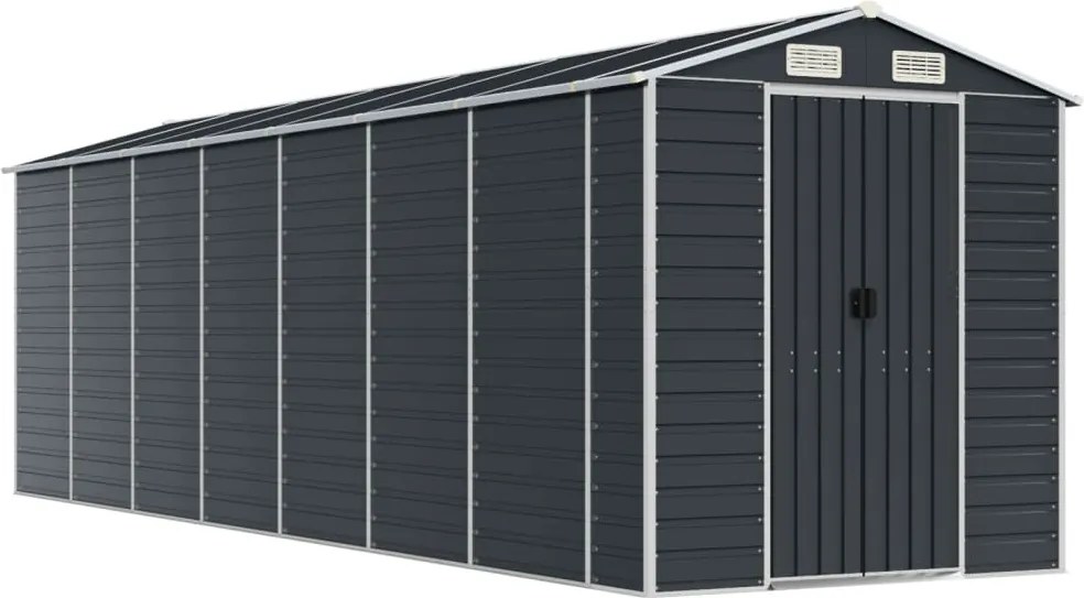 vidaXL Șopron de grădină, antracit, 191x640x198 cm, oțel galvanizat