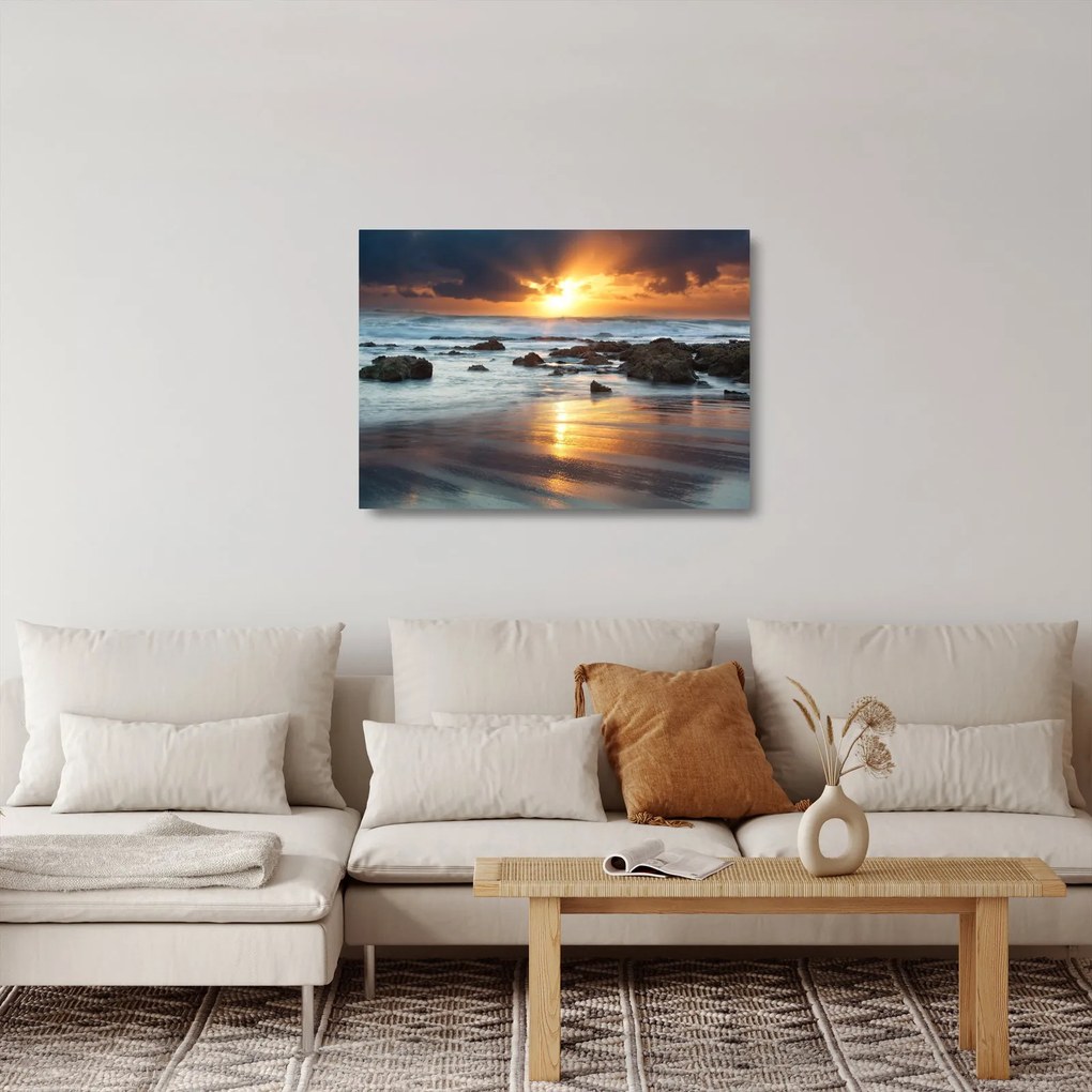 Tablou pe sticlă - Marea scăldată de soare (70x50 cm)